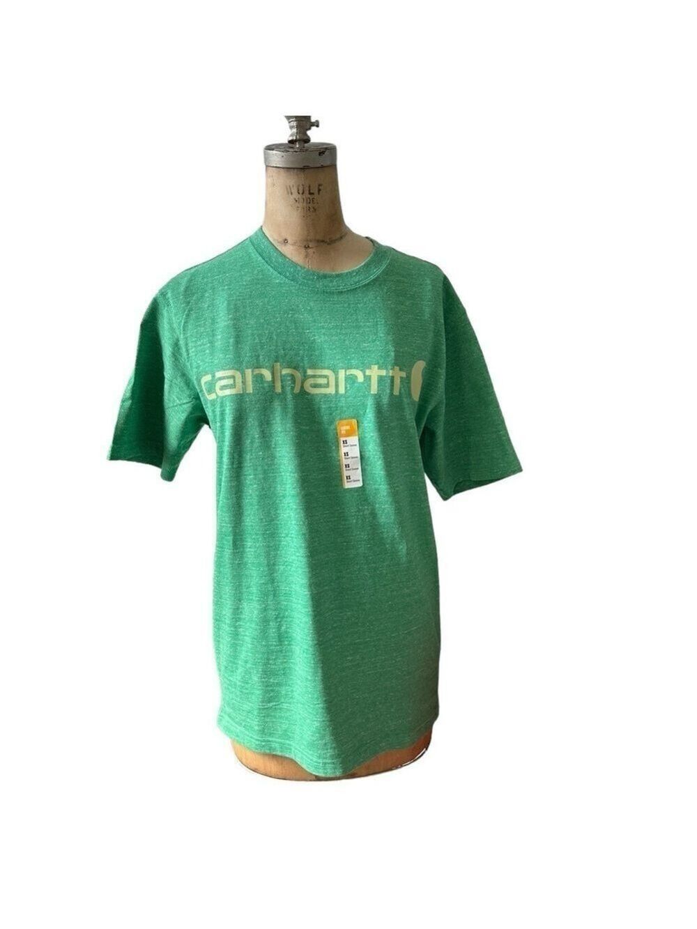 New NWT Carhartt loose fit heavy weight short sleeve logo graphic tee green XS